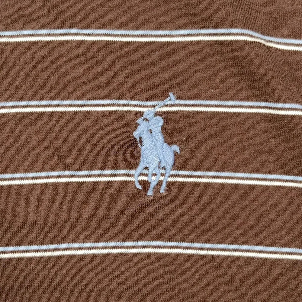 Polo Ralph Lauren Polo Shirt Mens XXL Brown Striped Pima Cotton Short Sleeve